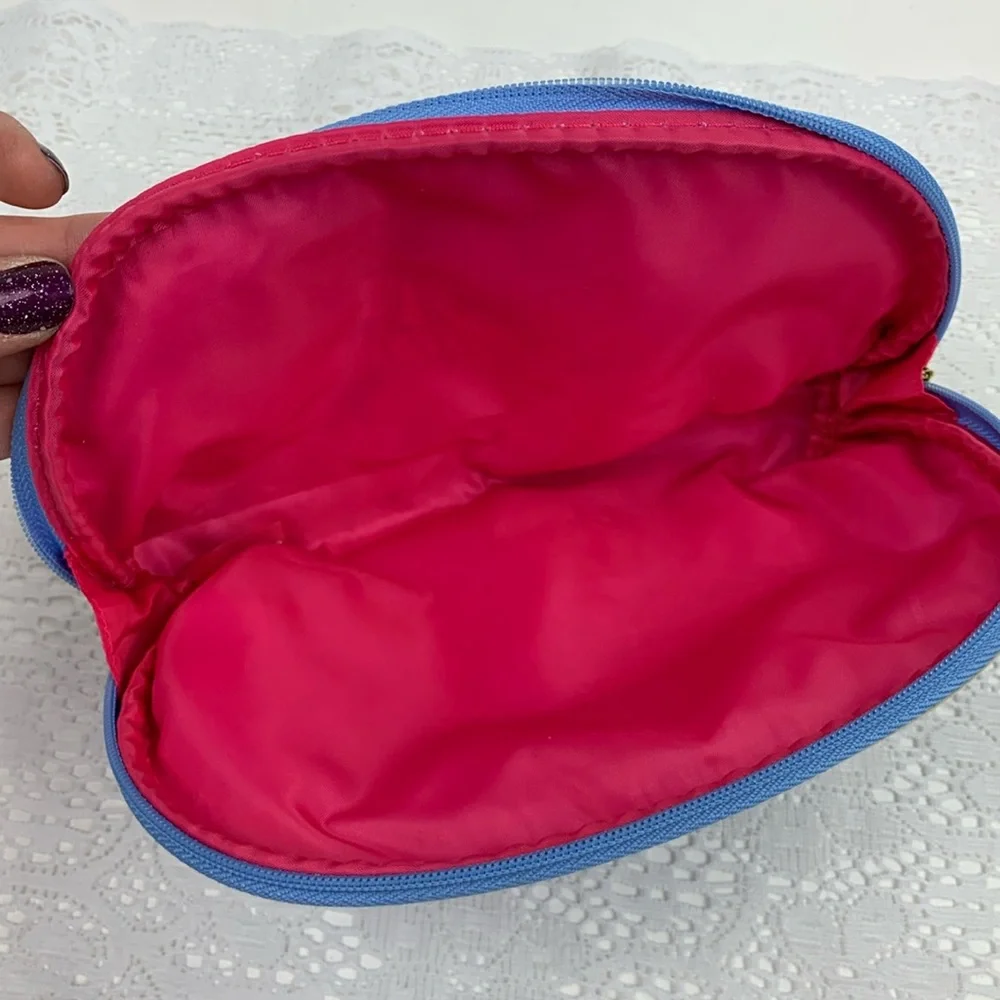Lilly Pulitzer for Estée Lauder Cosmetic bag pouch gold Zip Close Pink lined